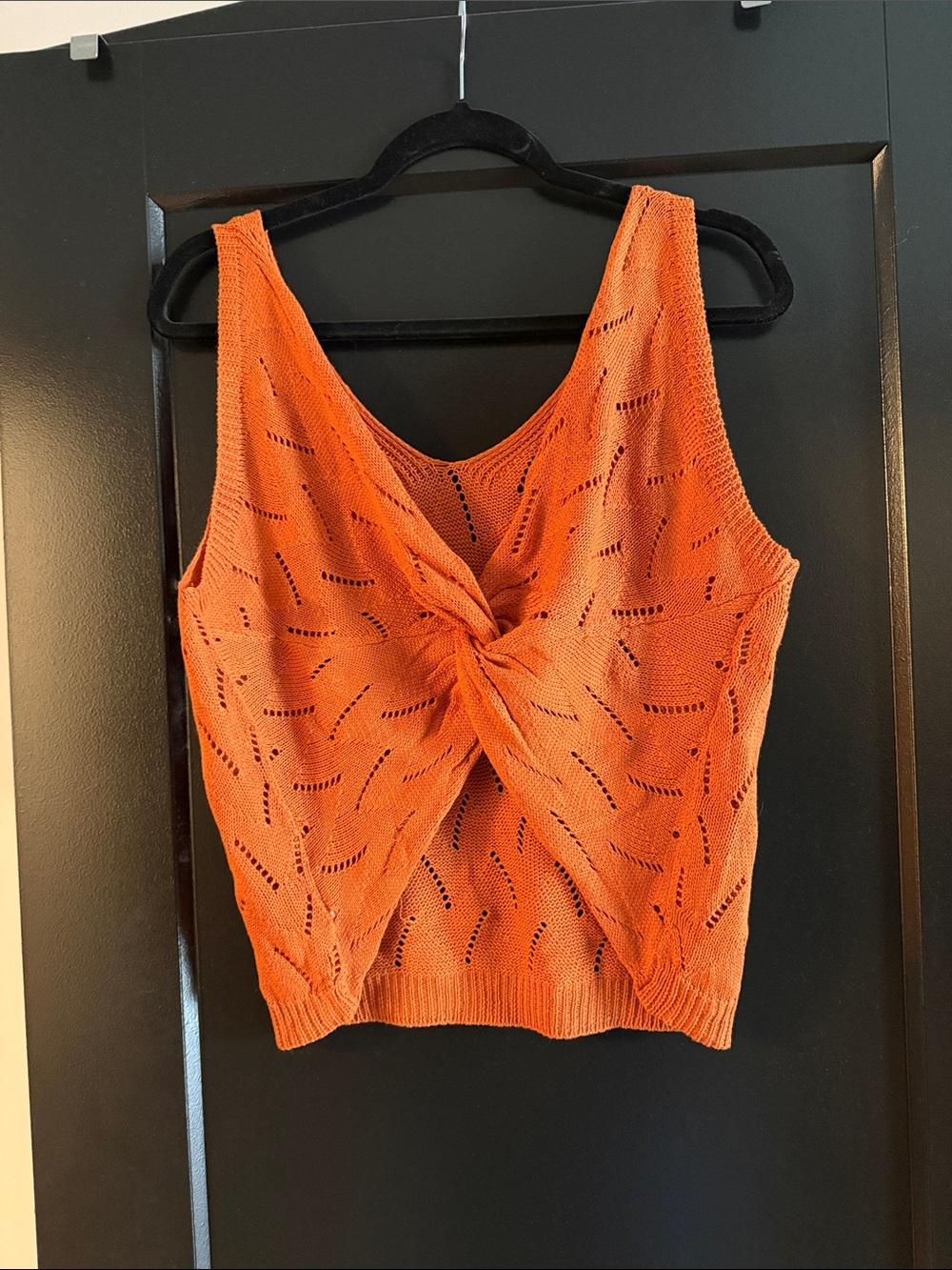 Twist-Front Knit Tank Top - Orange